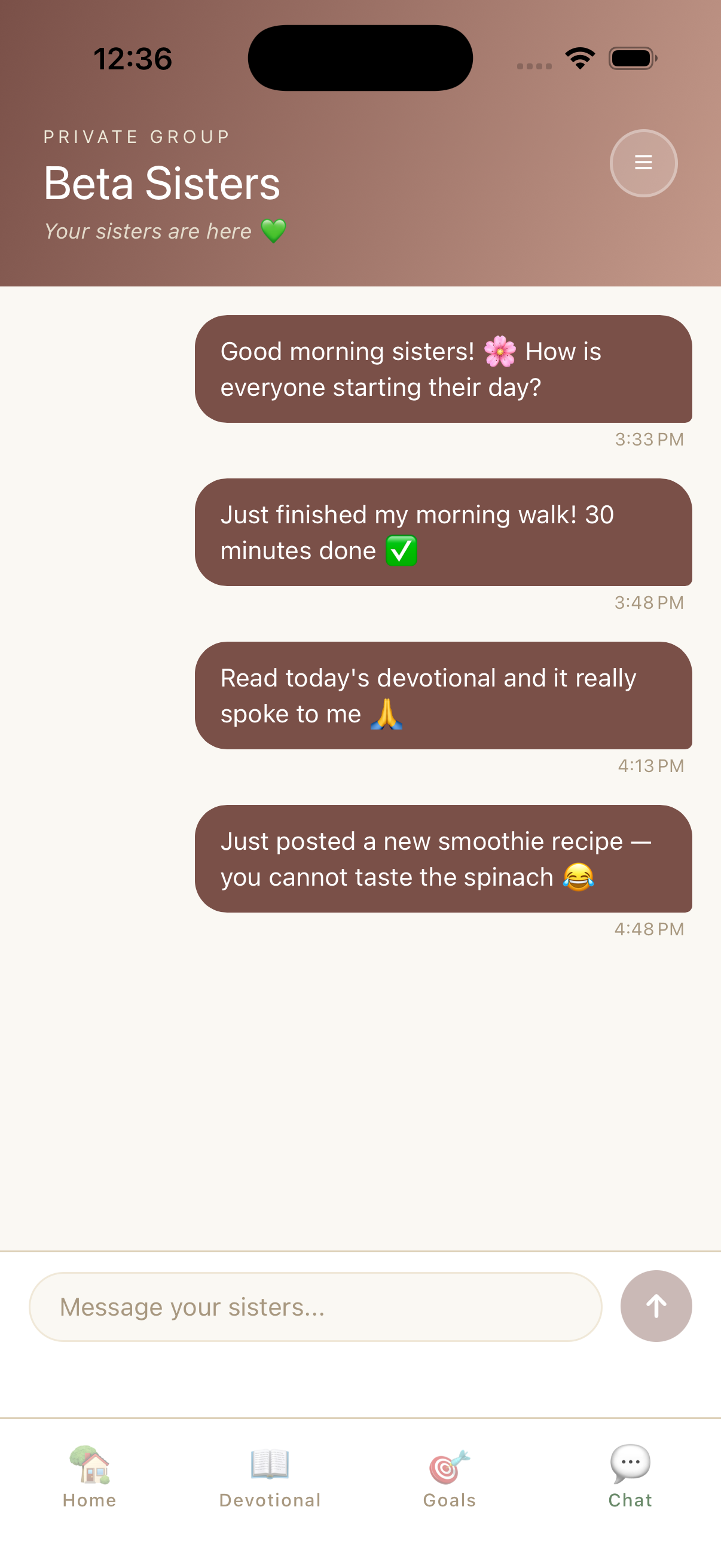 Group chat screen with messages